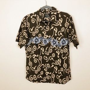 Pineapple Connection Med Brown Tan Hawaiian Shirt